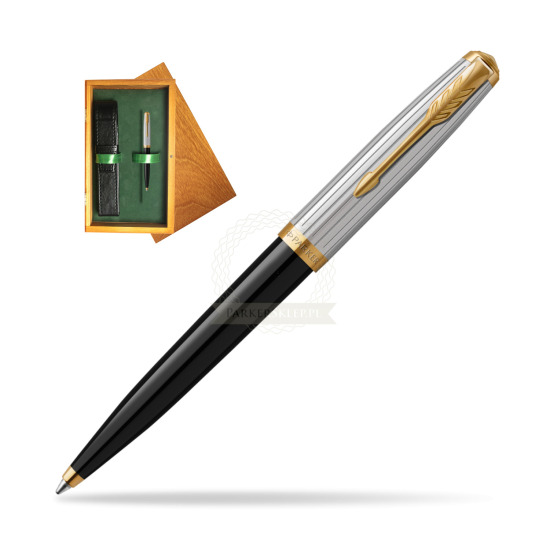 Parker 51 PREMIUM BLACK GT Penna a Sfera in single wooden box Honey Single Green