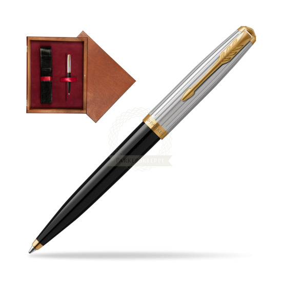 Parker 51 PREMIUM BLACK GT Penna a Sfera in single wooden box Mahogany Single Maroon