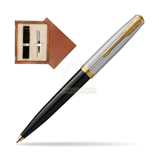 Parker 51 PREMIUM BLACK GT Penna a Sfera in single wooden box Mahogany Single Ecru