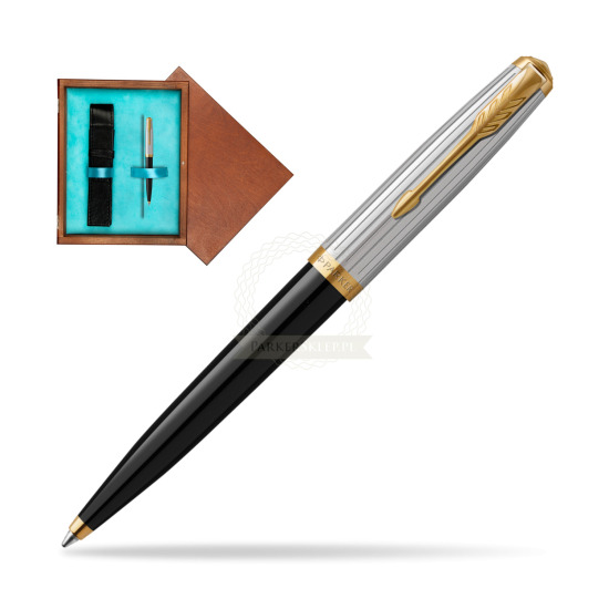 Parker 51 PREMIUM BLACK GT Penna a Sfera in single wooden box Mahogany Single Turquoise 