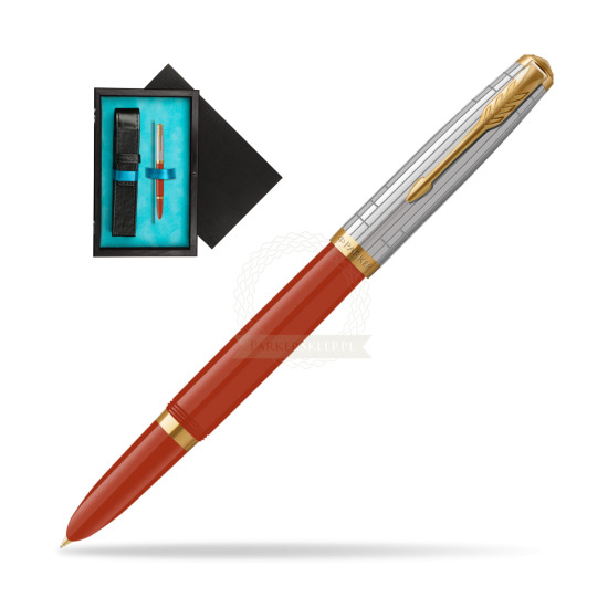 Parker 51 PREMIUM REGE RED GT Penna Stilografica in single wooden box Black Single Turquoise