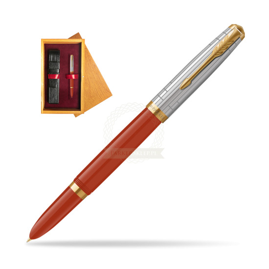 Parker 51 PREMIUM REGE RED GT Penna Stilografica in single wooden box Honey Single Maroon