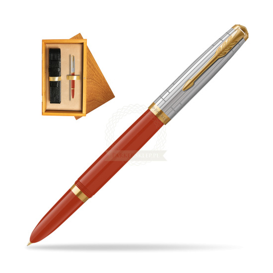 Parker 51 PREMIUM REGE RED GT Penna Stilografica in single wooden box Honey Single Ecru