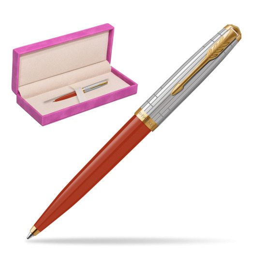 Parker 51 PREMIUM REGE RED GT Penna a Sfera in suede box fuchsia