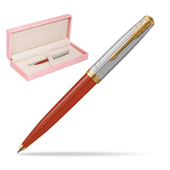Parker 51 PREMIUM REGE RED GT Penna a Sfera in suede box pink