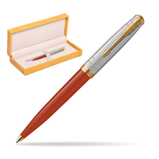Parker 51 PREMIUM REGE RED GT Penna a Sfera in suede box yellow