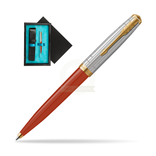 Parker 51 PREMIUM REGE RED GT Penna a Sfera in single wooden box Black Single Turquoise