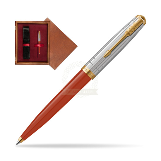 Parker 51 PREMIUM REGE RED GT Penna a Sfera in single wooden box Mahogany Single Maroon