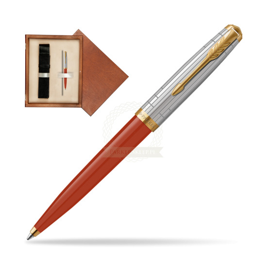 Parker 51 PREMIUM REGE RED GT Penna a Sfera in single wooden box Mahogany Single Ecru