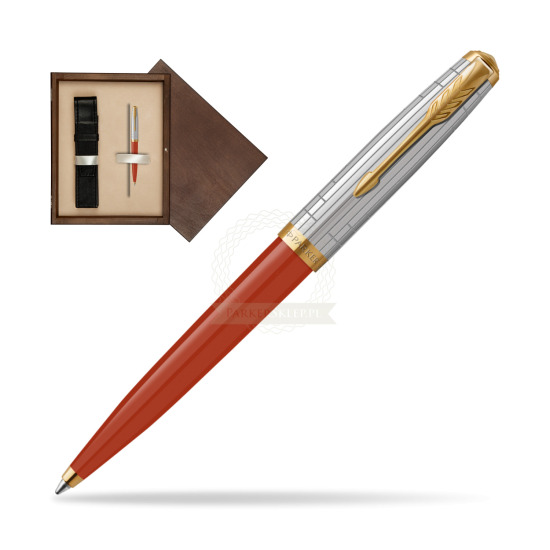 Parker 51 PREMIUM REGE RED GT Penna a Sfera in single wooden box Wenge Single Ecru