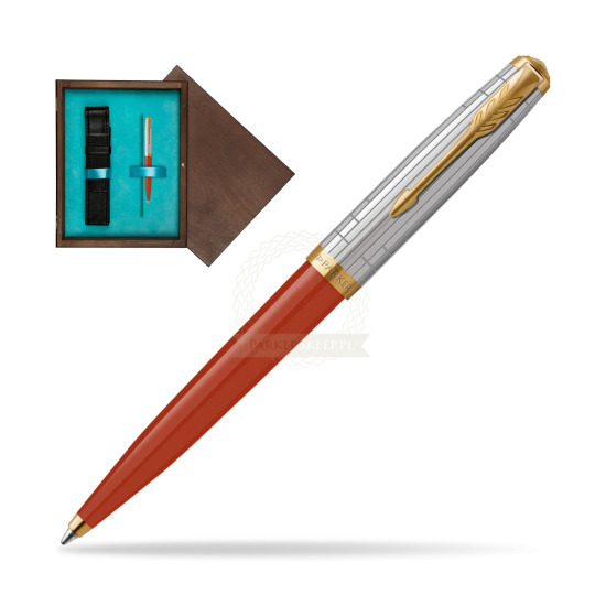 Parker 51 PREMIUM REGE RED GT Penna a Sfera in single wooden box Wenge Single Turquoise 
