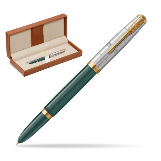 Parker 51 PREMIUM FOREST GREEN GT Penna Stilografica  in classic box brown