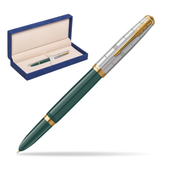 Parker 51 PREMIUM FOREST GREEN GT Penna Stilografica in suede box navy blue