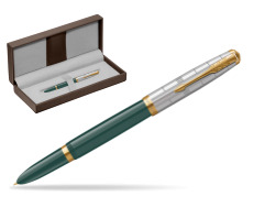 Parker 51 PREMIUM FOREST GREEN GT Fountain Pen in the brown leather box