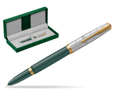 Parker 51 PREMIUM FOREST GREEN GT Fountain Pen in the green leather box