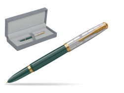 Parker 51 PREMIUM FOREST GREEN GT Penna Stilografica in suede box grey