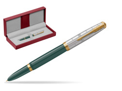 Parker 51 PREMIUM FOREST GREEN GT Fountain Pen in the red leather box