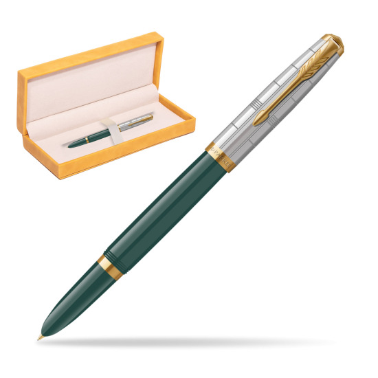 Parker 51 PREMIUM FOREST GREEN GT Penna Stilografica in suede box yellow