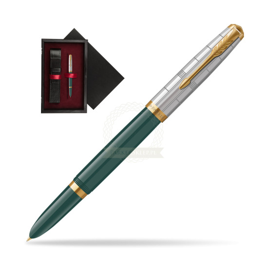 Parker 51 PREMIUM FOREST GREEN GT Penna Stilografica in single wooden box Black Single Maroon
