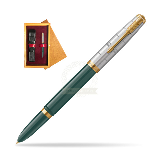 Parker 51 PREMIUM FOREST GREEN GT Penna Stilografica in single wooden box Honey Single Maroon