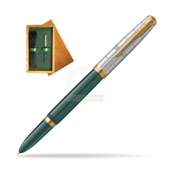 Parker 51 PREMIUM FOREST GREEN GT Penna Stilografica in single wooden box Honey Single Green