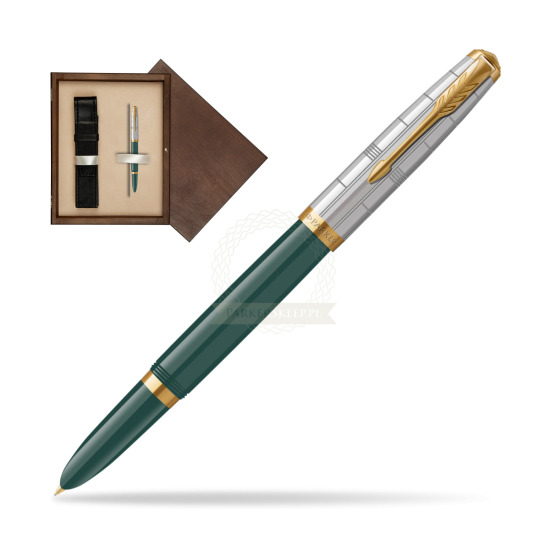 Parker 51 PREMIUM FOREST GREEN GT Penna Stilografica in single wooden box Wenge Single Ecru