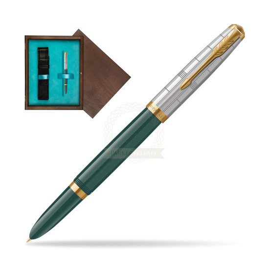 Parker 51 PREMIUM FOREST GREEN GT Penna Stilografica in single wooden box Wenge Single Turquoise 