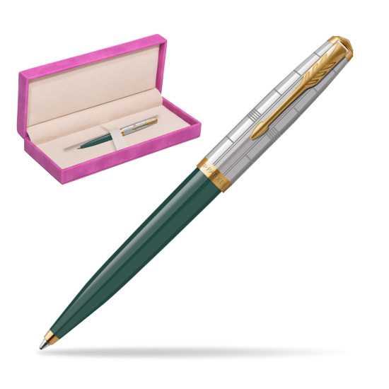 Parker 51 PREMIUM FOREST GREEN GT Penna a Sfera in suede box fuchsia
