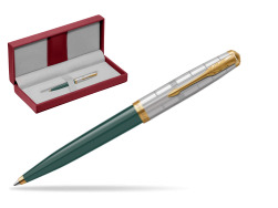 Parker 51 PREMIUM FOREST GREEN GT Ballpoint Pen in the red leather box
