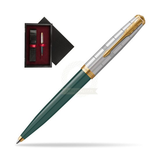 Parker 51 PREMIUM FOREST GREEN GT Penna a Sfera in single wooden box Black Single Maroon