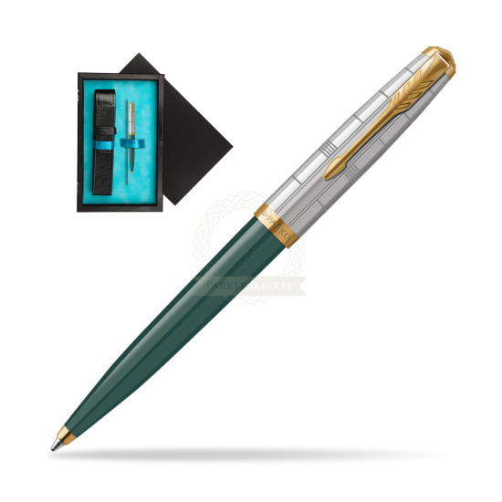 Parker 51 PREMIUM FOREST GREEN GT Penna a Sfera in single wooden box Black Single Turquoise