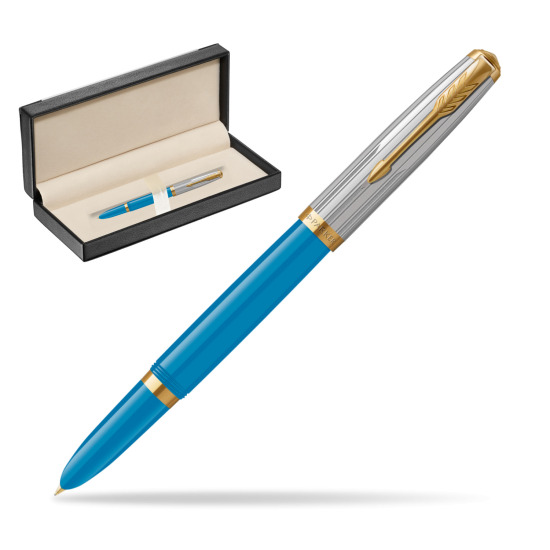 Parker 51 PREMIUM TURQUOISE GT Fountain Pen in classic box black