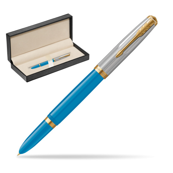 Parker 51 PREMIUM TURQUOISE GT Fountain Pen in classic box pure black