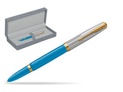 Parker 51 PREMIUM TURQUOISE GT Fountain Pen in suede box grey