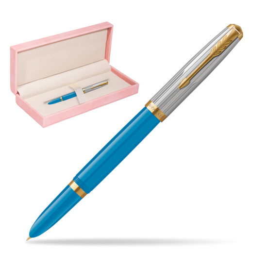 Parker 51 PREMIUM TURQUOISE GT Fountain Pen in suede box pink