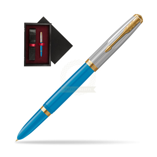 Parker 51 PREMIUM TURQUOISE GT Fountain Pen in single wooden box Black Single Maroon