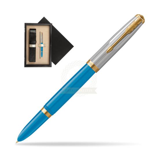 Parker 51 PREMIUM TURQUOISE GT Fountain Pen in single wooden box Wenge Single Ecru