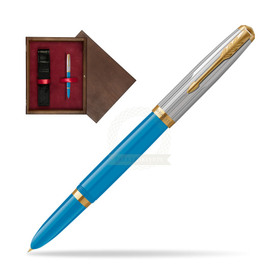 Parker 51 PREMIUM TURQUOISE GT Fountain Pen in single wooden box Wenge Single Maroon
