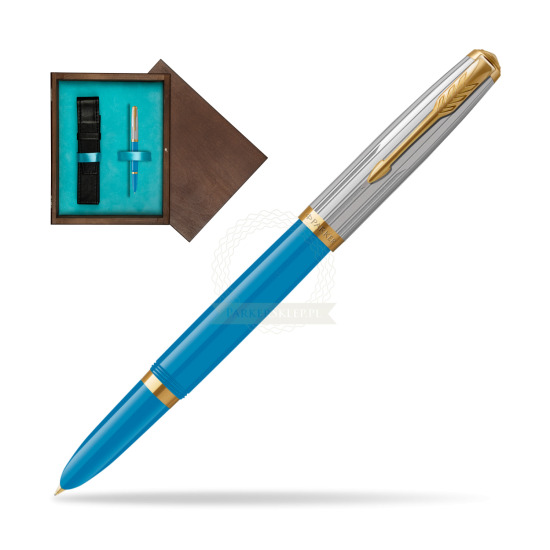 Parker 51 PREMIUM TURQUOISE GT Fountain Pen in single wooden box Wenge Single Turquoise 