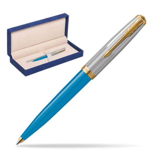 Parker 51 PREMIUM TURQUOISE GT Penna a Sfera in suede box navy blue