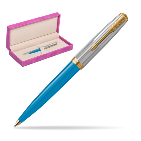 Parker 51 PREMIUM TURQUOISE GT Penna a Sfera in suede box fuchsia