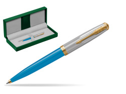 Parker 51 PREMIUM TURQUOISE GT Ballpoint Pen in the green leather box