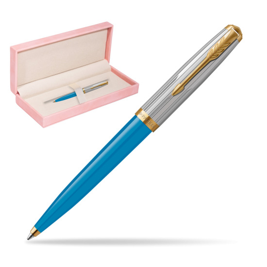 Parker 51 PREMIUM TURQUOISE GT Penna a Sfera in suede box pink