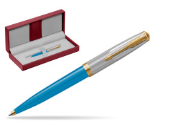 Parker 51 PREMIUM TURQUOISE GT Ballpoint Pen in the red leather box