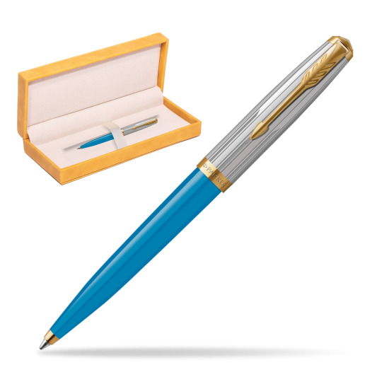 Parker 51 PREMIUM TURQUOISE GT Penna a Sfera in suede box yellow