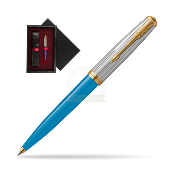 Parker 51 PREMIUM TURQUOISE GT Penna a Sfera in single wooden box Black Single Maroon