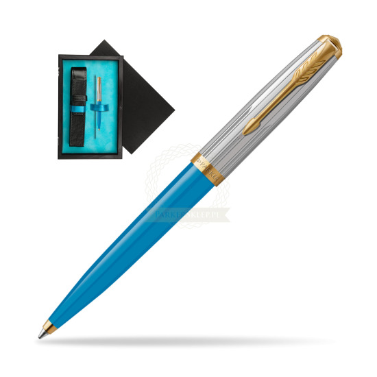 Parker 51 PREMIUM TURQUOISE GT Penna a Sfera in single wooden box Black Single Turquoise