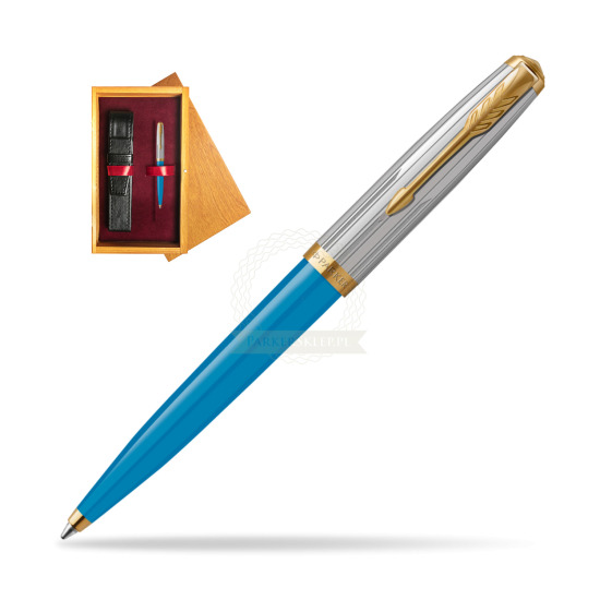 Parker 51 PREMIUM TURQUOISE GT Penna a Sfera in single wooden box Honey Single Maroon