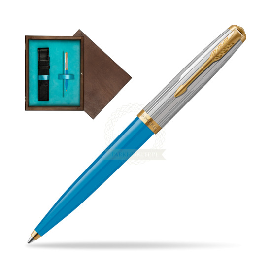 Parker 51 PREMIUM TURQUOISE GT Penna a Sfera in single wooden box Wenge Single Turquoise 