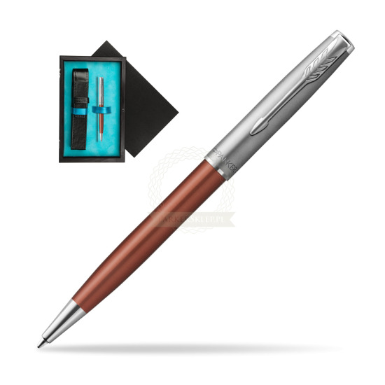 Parker Sonnet Sand Blasted Metal Orange CT Ballpoint Pen in single wooden box Black Single Turquoise